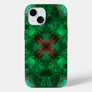 Funda Para iPhone 15 Arte fractal de geometría sagrada esmeralda