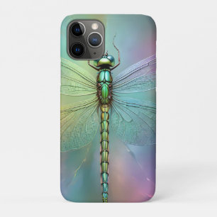 Funda Para iPhone 11 Pro Arte fractal de libélula pastel elegante,