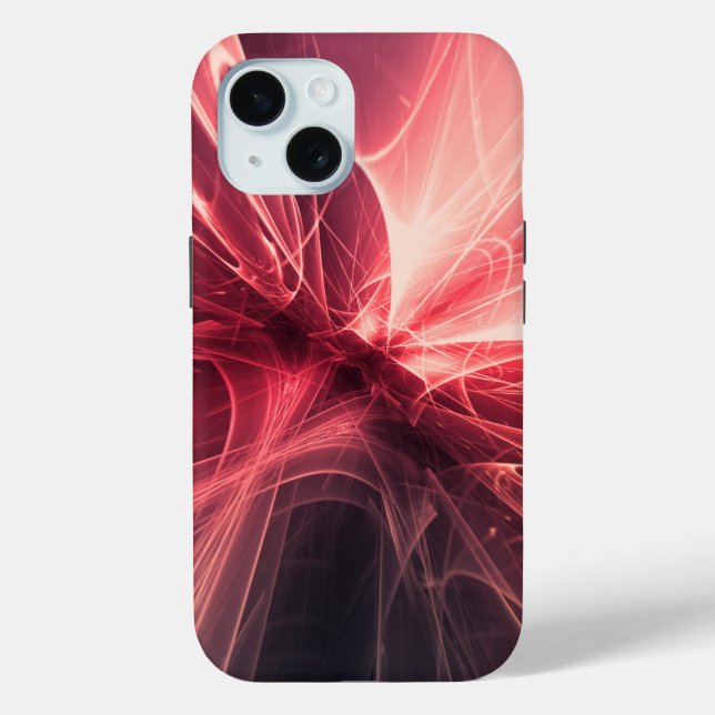Funda De Case-Mate Para iPhone Arte fractal de luz carmesí ondulada (Reverso )