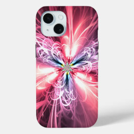 Funda Para iPhone 15 Arte fractal de mariposa de energía rosa