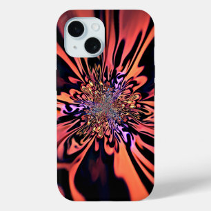 Funda Para iPhone 15 Arte fractal de ráfaga de plasma de coral