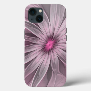 Funda Para iPhone 13 Arte fractal floral abstracto de flor de ciruela d