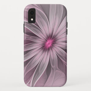 Funda Para iPhone XR Arte fractal floral abstracto de flor de ciruela d