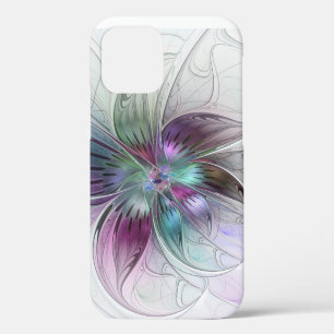 Funda Para iPhone 12 Pro Arte fractal floral moderno abstracto colorido