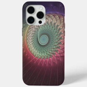 Funda Para iPhone 15 Pro Max Arte fractal moderno abstracto de caracol colorido