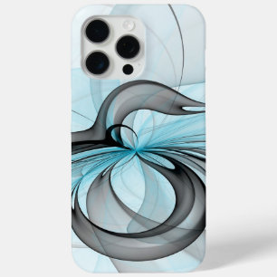 Funda Para iPhone 15 Pro Max Arte fractal moderno gris antracita abstracto