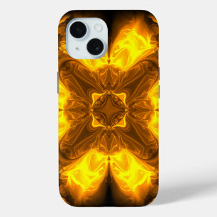 Funda Para iPhone 15 Arte Fractal Solar de Oro Fundido