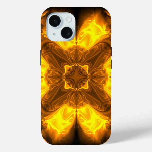 Funda De Case-Mate Para iPhone Arte Fractal Solar de Oro Fundido (Reverso )