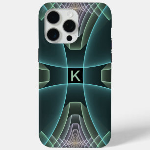 Funda Para iPhone 15 Pro Max Arte gráfico de monograma geométrico fractal moder