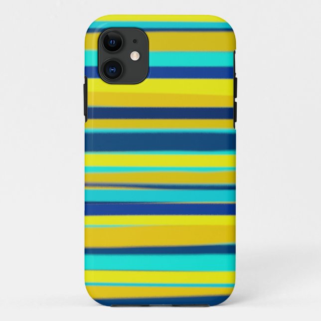 Funda De Case-Mate Para iPhone Arte gráfico de rayas amarillas y azules (Reverso)
