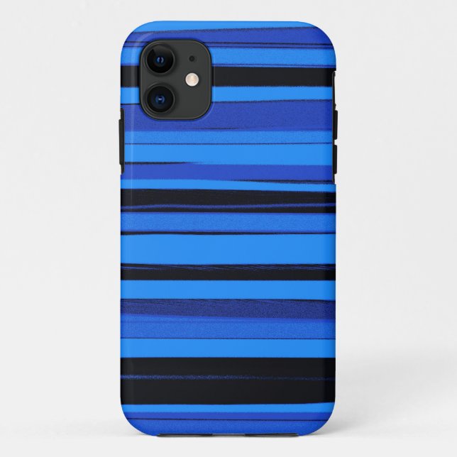 Funda De Case-Mate Para iPhone Arte gráfico de rayas azules y negras (Reverso)