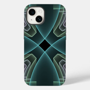 Funda Para iPhone 14 De Case-Mate Arte gráfico geométrico fractal teal moderno