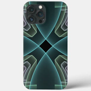 Funda Para iPhone 13 Pro Max Arte gráfico geométrico fractal teal moderno