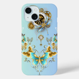 Funda Para iPhone 15 Arte gráfico verde azulado Steampunk, serenidad me
