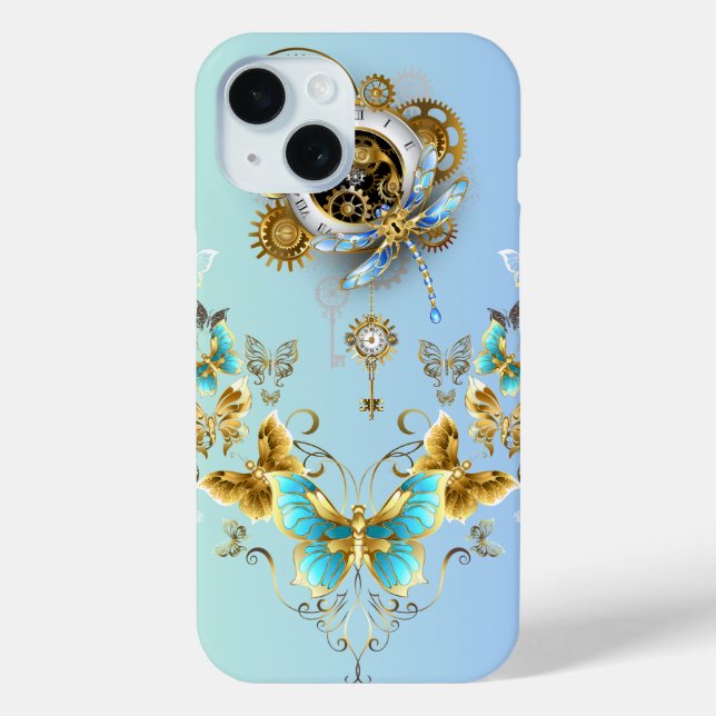 Funda De Case-Mate Para iPhone Arte gráfico verde azulado Steampunk, serenidad me (Reverso )