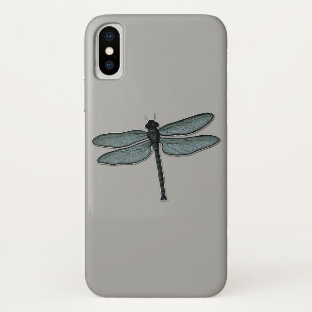 Funda De Case-Mate Para iPhone Arte gris de la libélula gráfica (Reverso)