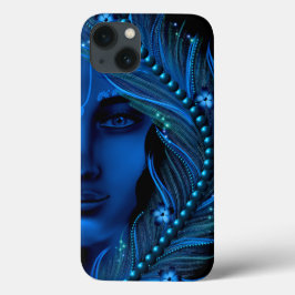 Funda Para iPhone 13 Arte Hare Krishna - azul divino y hermoso Krishna
