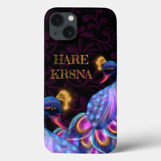 Funda De Case-Mate Para iPhone Arte Hare Krishna - Pavo de pavo real divino (Reverso)