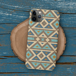Funda Para iPhone 11 Pro Max Arte Indio Americano Turquesa Naranja Marrón