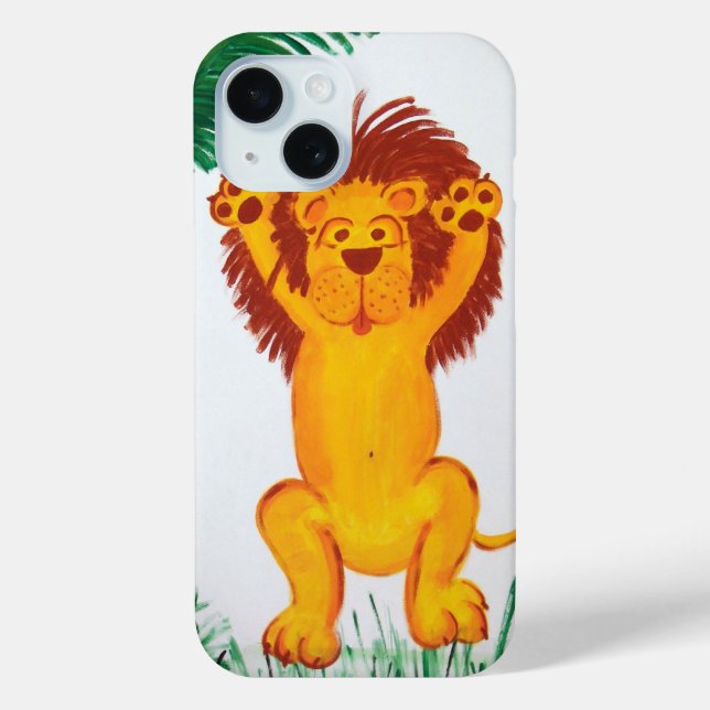 Funda De Case-Mate Para iPhone Arte infantil de león (Reverso )