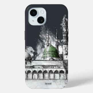 Funda Para iPhone 15 Arte Islámico de Masjid Nabawi Sketch - Regalos mu