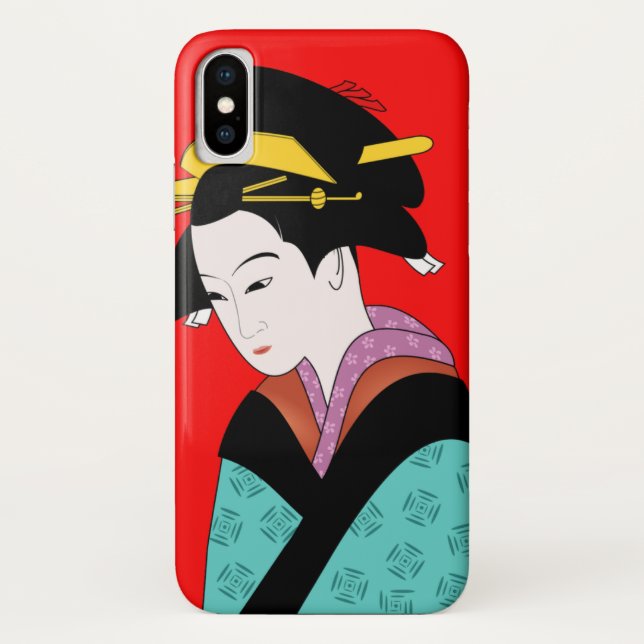 Funda De Case-Mate Para iPhone Arte japonés Cute Geisha (Reverso)