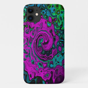 Funda Para iPhone 11 Arte Líquido Giratorio Abstracto Magenta Enérgico