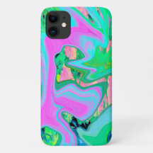 Arte líquido rosa retro y azul claro en hortensia