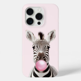 Funda Para iPhone 15 Pro Arte lúgubre de burbuja rosa que reluce cebra