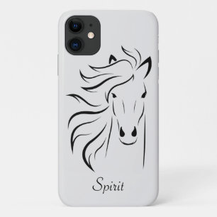 Funda Para iPhone 11 Arte moderno de silueta de caballo sobre gris clar