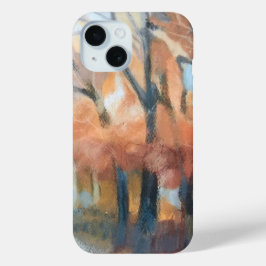 Funda Para iPhone 15 Arte moderno naranja rústico árboles de color amar