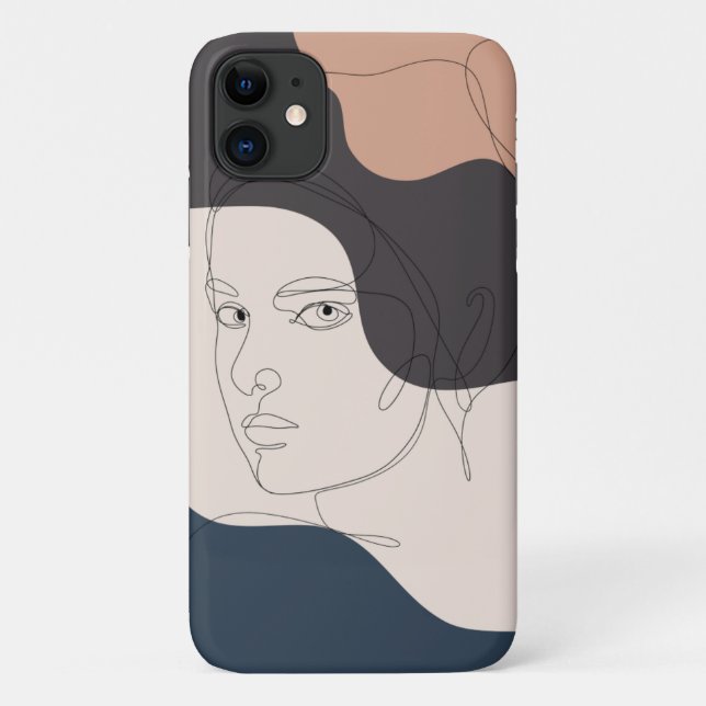 Funda De Case-Mate Para iPhone Arte mural Boho Arte Mujer Línea Creatividad (Reverso)