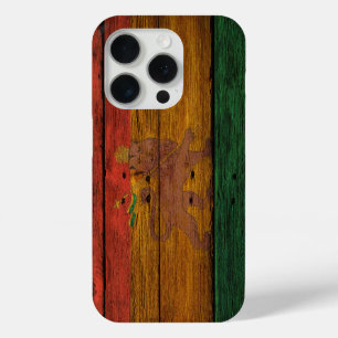Funda Para iPhone 15 Pro arte musical de león de la bandera rasta de reggae
