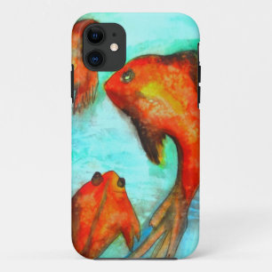Funda Para iPhone 11 Arte original de acuarela de peces dorados naranja