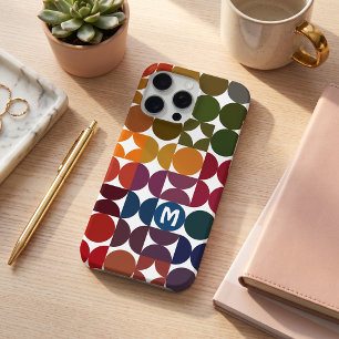 Funda Para iPhone 15 Pro Max Arte personalizado de mediados de siglo en azul os