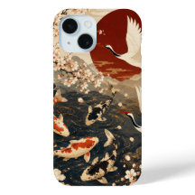 Arte personalizado elegante de koi y grulla japone