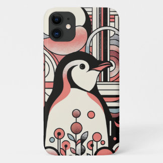 Funda Para iPhone 11 Arte Pingüino De Salmón Rosa En El Pastel Retro De