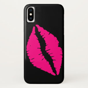 Funda Para iPhone X Arte pop de beso con lápiz labial rosa