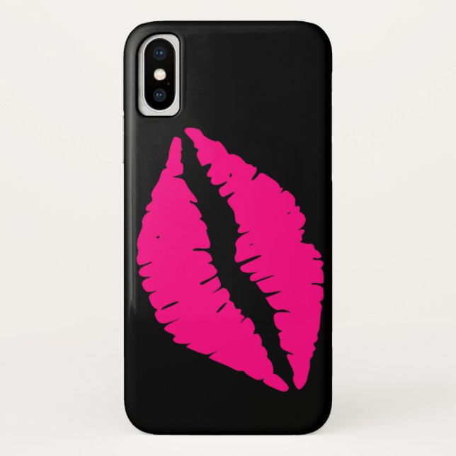 Funda De Case-Mate Para iPhone Arte pop de beso con lápiz labial rosa (Reverso)