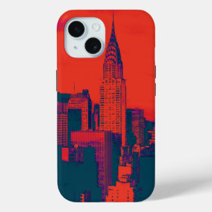 Funda Para iPhone 15 Arte pop de estilo retro rojo punteado en Nueva Yo