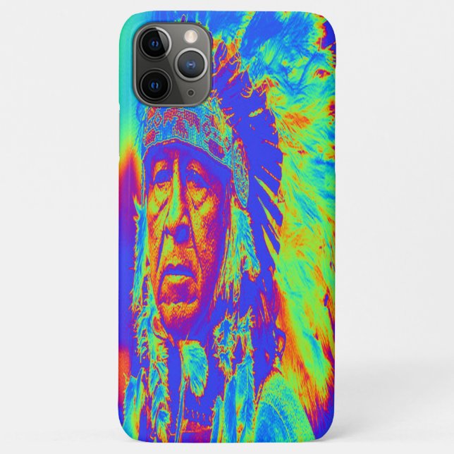 Funda De Case-Mate Para iPhone Arte pop de jefe nativo americano (Reverso)