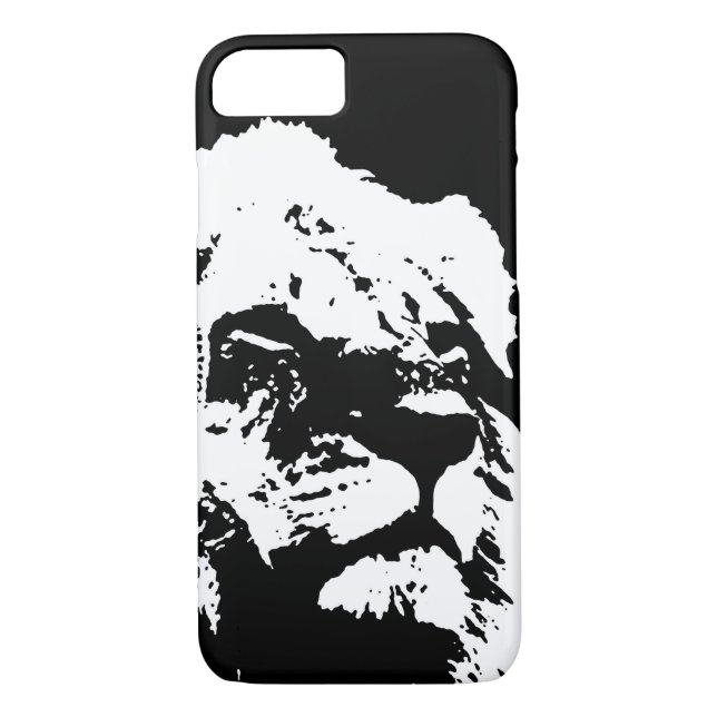 Funda De Case-Mate Para iPhone Arte pop de león blanco y negro (Reverso)