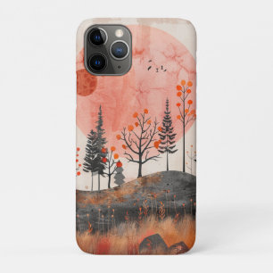 Funda Para iPhone 11 Pro Arte popular forestal de otoño de cobre de luna de