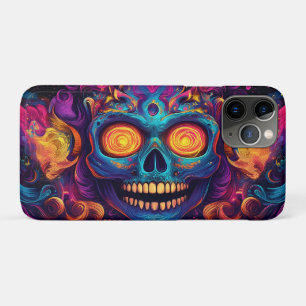 Funda Para iPhone 11 Pro Arte psicodélico de la calavera azucarera - Día de