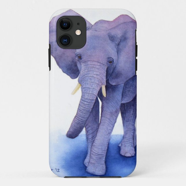 Funda De Case-Mate Para iPhone ¡arte púrpura de la acuarela del elefante en (Reverso)