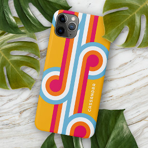 Funda Para iPhone 11 Pro Max Arte Retro Personalizado Azul Naranja Rosa Rojo