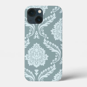 Funda Para iPhone 13 Mini Arte Rococó Damask I Azul Huevo de Pato+Verde Teal