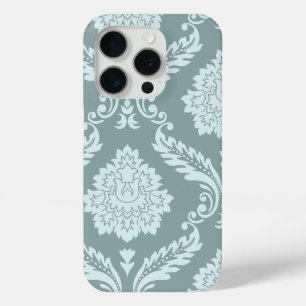 Funda Para iPhone 15 Pro Arte Rococó Damask I Azul Huevo de Pato+Verde Teal