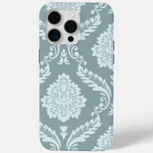 Funda Para iPhone 15 Pro Max Arte Rococó Damask I Azul Huevo de Pato+Verde Teal