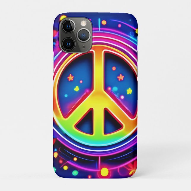 Funda De Case-Mate Para iPhone Arte símbolo de la paz neonesa (Reverso)